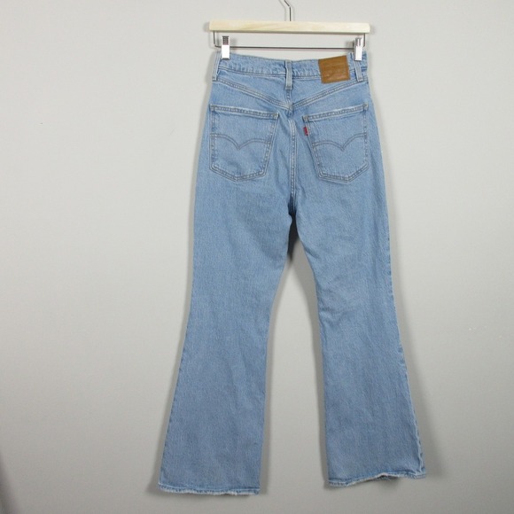 Levi's 70s High Flare Jeans Women 27 Blue Denim Cotton Distressed Vtg Retro 748 - Picture 6 of 15